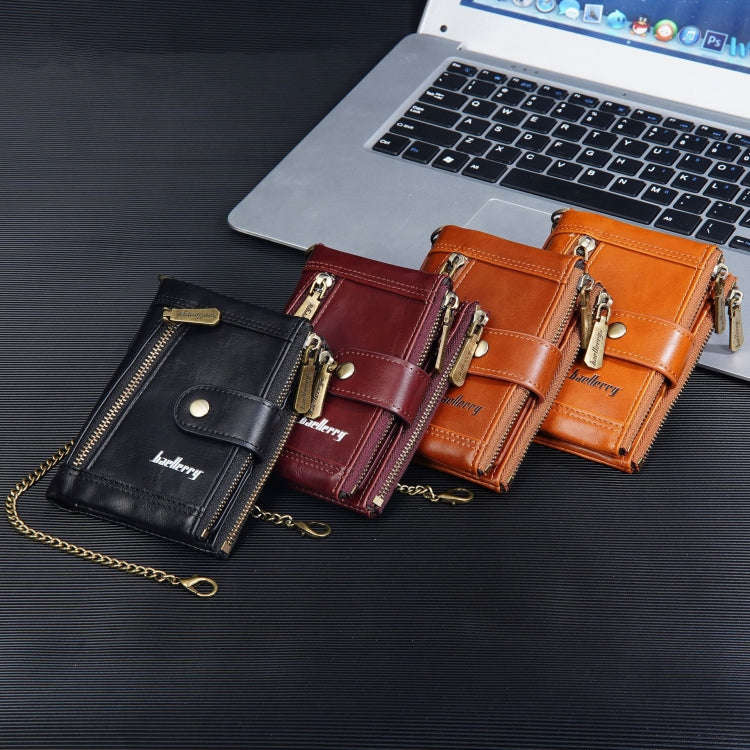 Baellerry D3261 Retro Multi-card Slot Double-zipper Short Wallet Coin Purse(Light Brown)