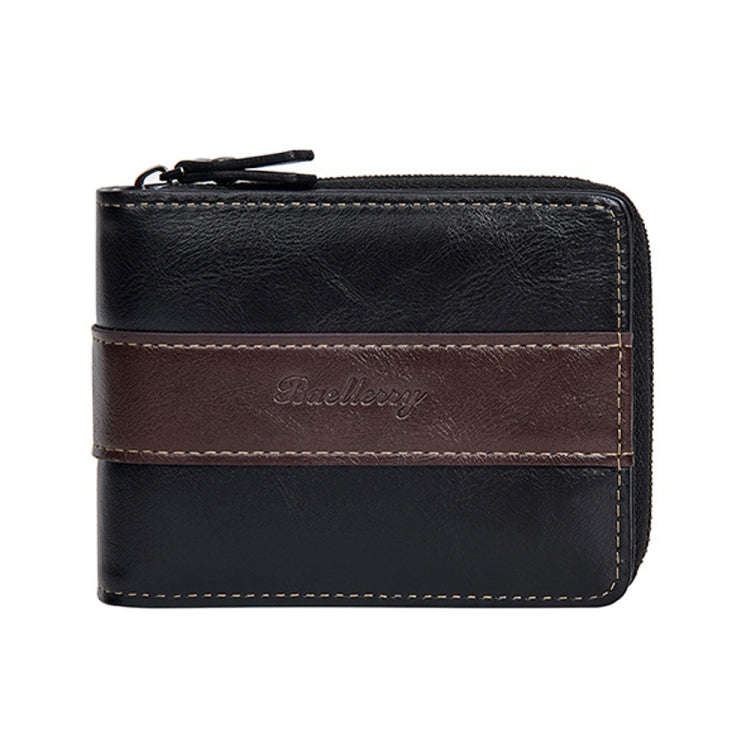 Baellerry D5111 Retro Multi-card Slot Zipper Contrast Color Short Wallet Coin Purse PU Wallet(Black)