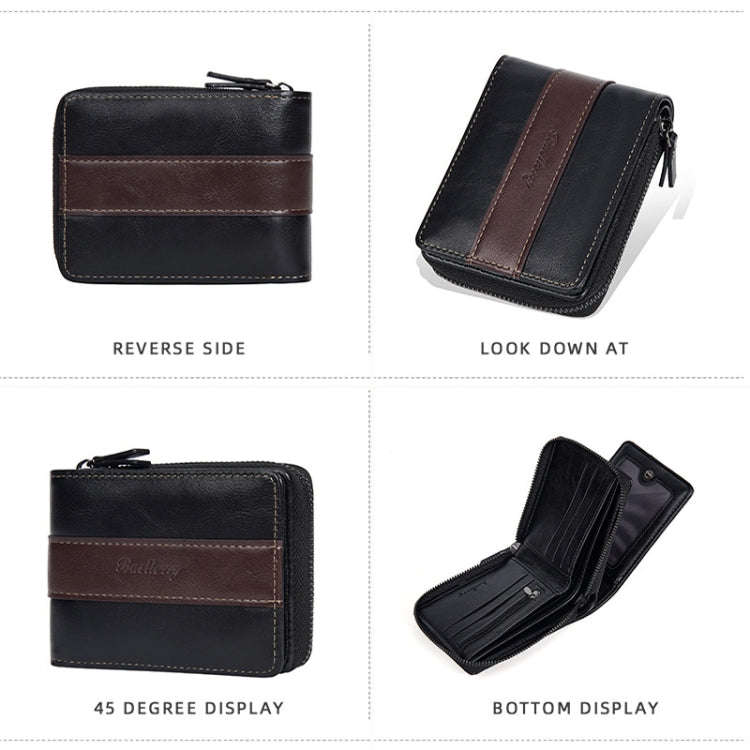 Baellerry D5111 Retro Multi-card Slot Zipper Contrast Color Short Wallet Coin Purse PU Wallet(Black)