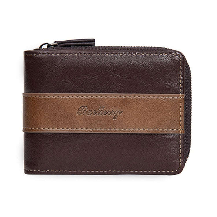 Baellerry D5111 Retro Multi-card Slot Zipper Contrast Color Short Wallet Coin Purse PU Wallet(Cof...
