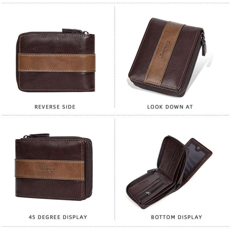 Baellerry D5111 Retro Multi-card Slot Zipper Contrast Color Short Wallet Coin Purse PU Wallet(Cof...