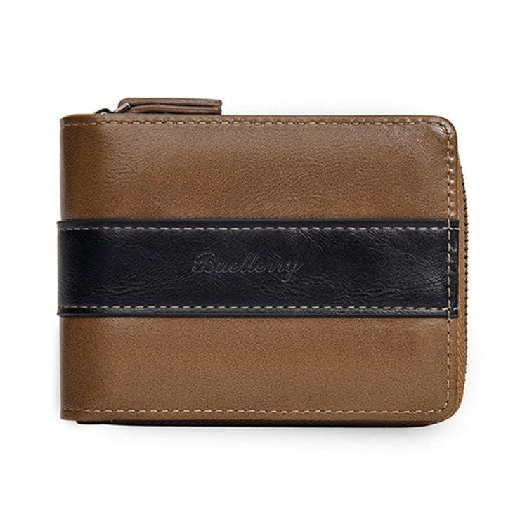 Baellerry D5111 Retro Multi-card Slot Zipper Contrast Color Short Wallet Coin Purse PU Wallet(Brown)