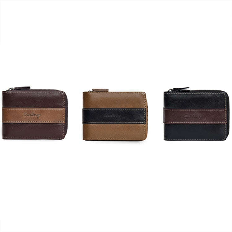 Baellerry D5111 Retro Multi-card Slot Zipper Contrast Color Short Wallet Coin Purse PU Wallet(Brown)