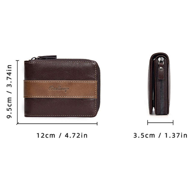Baellerry D5111 Retro Multi-card Slot Zipper Contrast Color Short Wallet Coin Purse PU Wallet(Brown)
