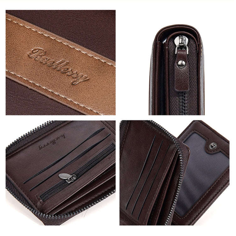 Baellerry D5111 Retro Multi-card Slot Zipper Contrast Color Short Wallet Coin Purse PU Wallet(Brown)