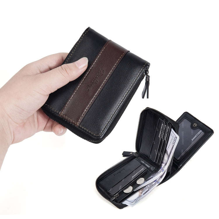 Baellerry D5111 Retro Multi-card Slot Zipper Contrast Color Short Wallet Coin Purse PU Wallet(Brown)