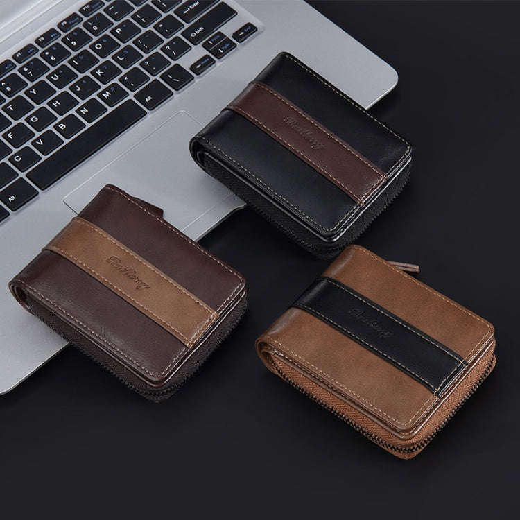 Baellerry D5111 Retro Multi-card Slot Zipper Contrast Color Short Wallet Coin Purse PU Wallet(Brown)