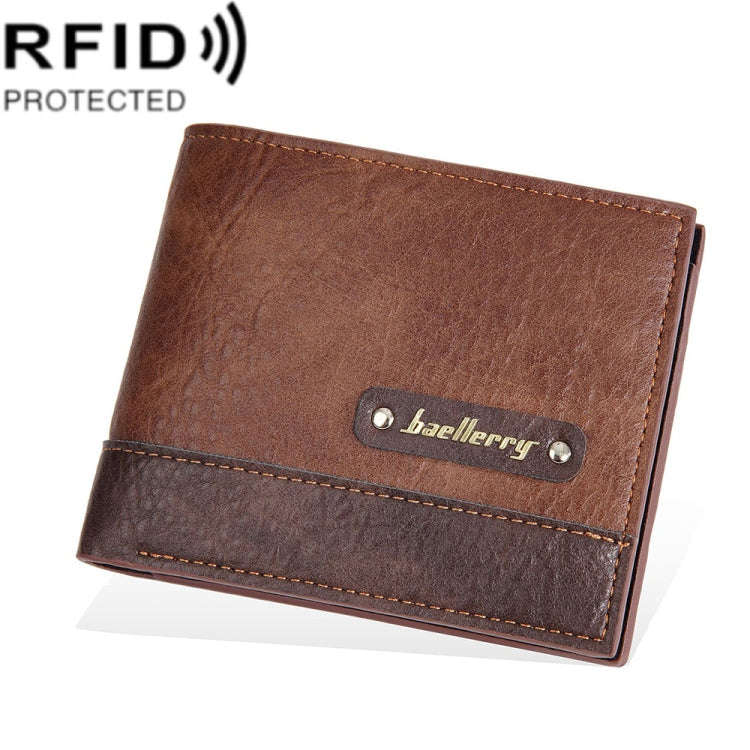 Baellerry DR112 RFID Anti-theft Splicing Horizontal Thin Zipper Wallet Card Holder(Light Brown)
