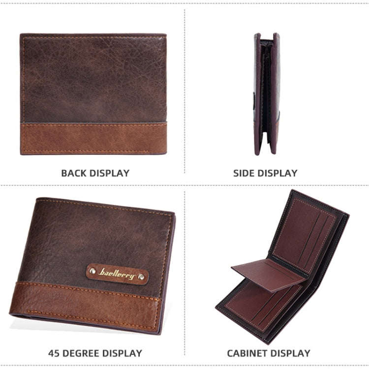 Baellerry DR112 RFID Anti-theft Splicing Horizontal Thin Zipper Wallet Card Holder(Dark Brown)