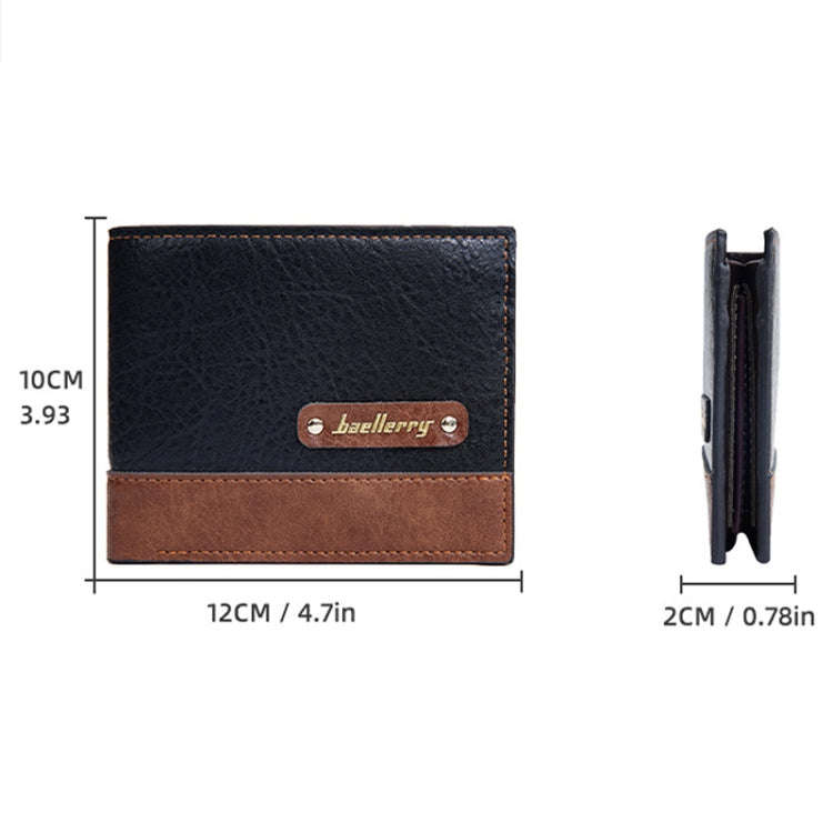 Baellerry DR112 RFID Anti-theft Splicing Horizontal Thin Zipper Wallet Card Holder(Light Brown)