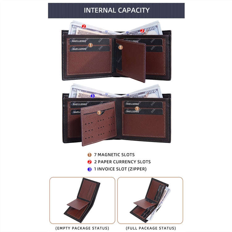 Baellerry DR112 RFID Anti-theft Splicing Horizontal Thin Zipper Wallet Card Holder(Light Brown)
