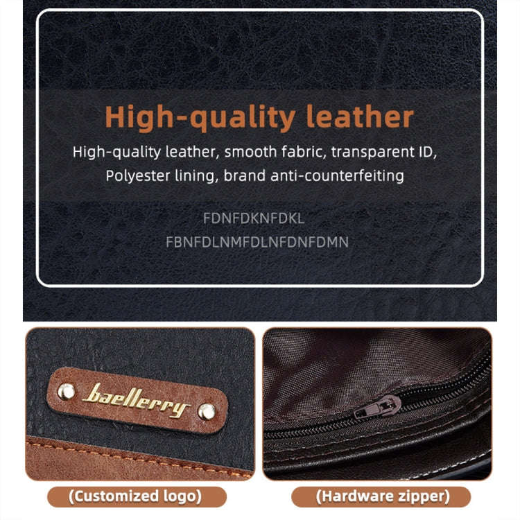 Baellerry DR112 RFID Anti-theft Splicing Horizontal Thin Zipper Wallet Card Holder(Light Brown)