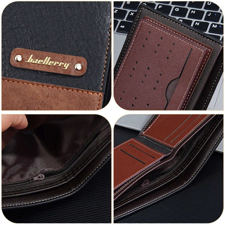 Baellerry DR112 RFID Anti-theft Splicing Horizontal Thin Zipper Wallet Card Holder(Light Brown)