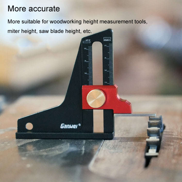 Ganwei Woodworking Height Gauge 0-50mm Aluminum Alloy Adjustable Tablesaw Depth Measuring Tool(Bl...