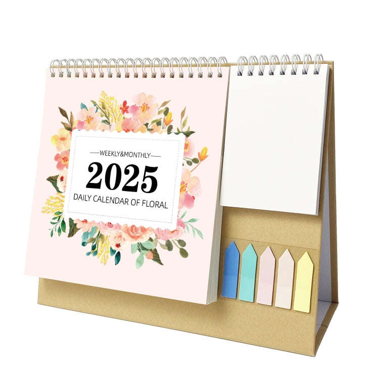 January 2025 To December 2025 English Desk Calendar With Storage Pocket, Label, Memo(K08)