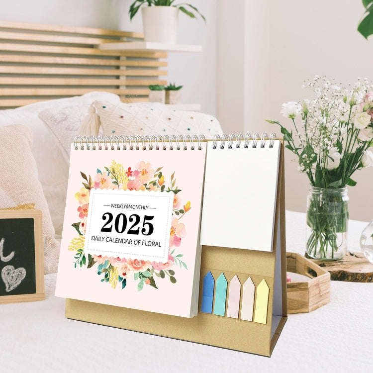 January 2025 To December 2025 English Desk Calendar With Storage Pocket, Label, Memo(K05)