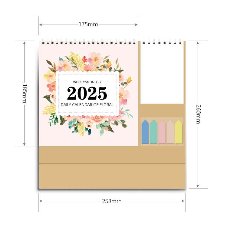 January 2025 To December 2025 English Desk Calendar With Storage Pocket, Label, Memo(K06)
