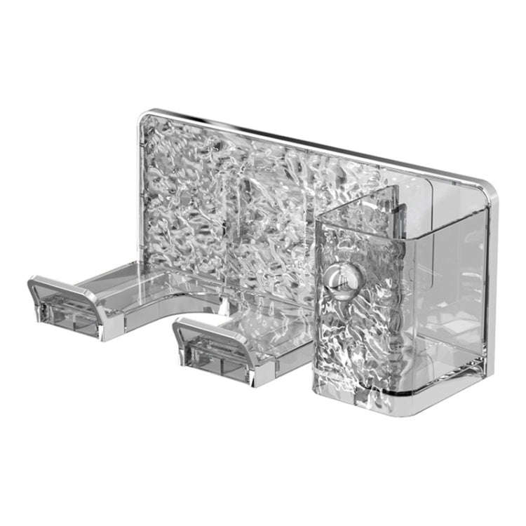 Household Hair Dryer Shelf Bathroom No Punching Wall Mounted Storage Rack(Transparent Gray Silver)