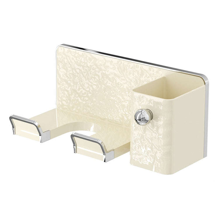 Household Hair Dryer Shelf Bathroom No Punching Wall Mounted Storage Rack(Milky White Silver)