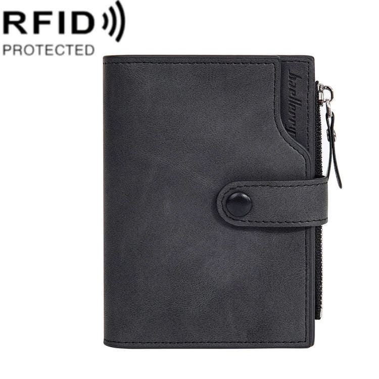 Baellerry D5113 RFID Anti-theft Tri-fold Zipper Short Wallet Coin Purse(Black)