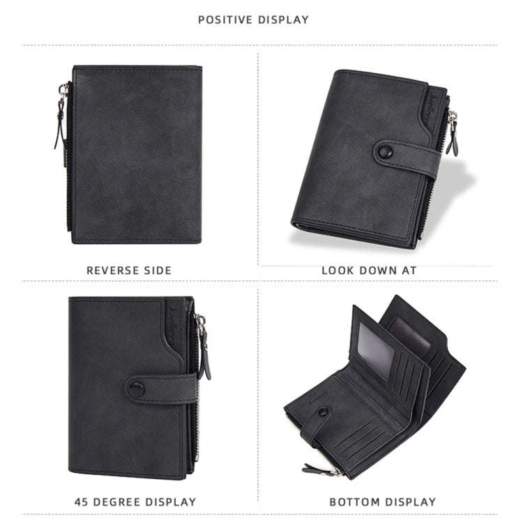 Baellerry D5113 RFID Anti-theft Tri-fold Zipper Short Wallet Coin Purse(Black)
