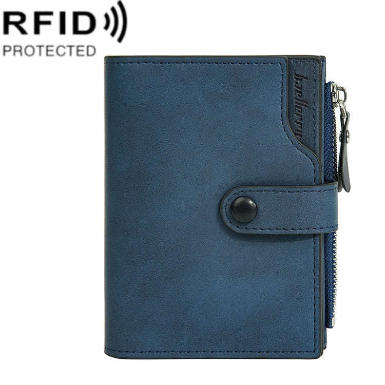 Baellerry D5113 RFID Anti-theft Tri-fold Zipper Short Wallet Coin Purse(Blue)