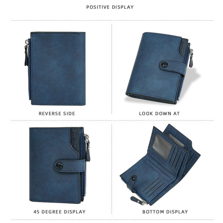 Baellerry D5113 RFID Anti-theft Tri-fold Zipper Short Wallet Coin Purse(Blue)