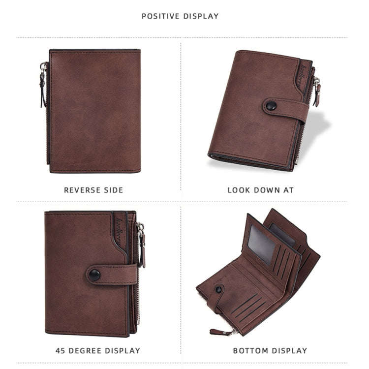 Baellerry D5113 RFID Anti-theft Tri-fold Zipper Short Wallet Coin Purse(Dark Brown)