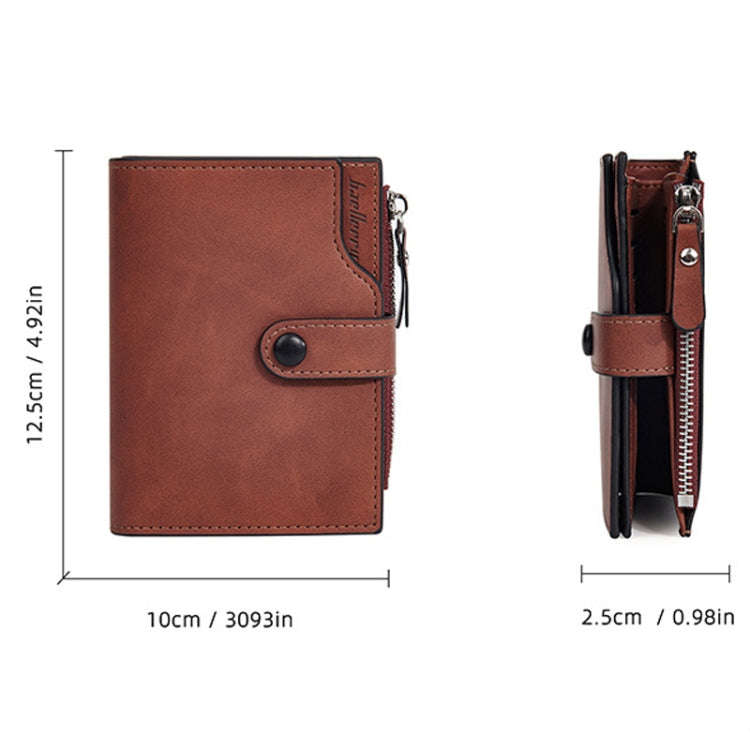 Baellerry D5113 RFID Anti-theft Tri-fold Zipper Short Wallet Coin Purse(Dark Brown)
