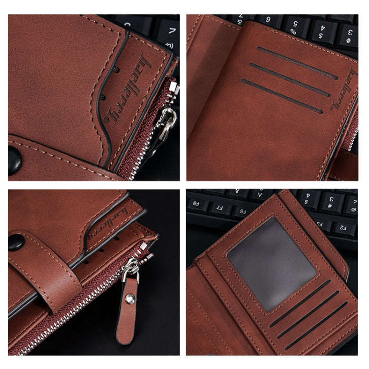 Baellerry D5113 RFID Anti-theft Tri-fold Zipper Short Wallet Coin Purse(Light Brown)