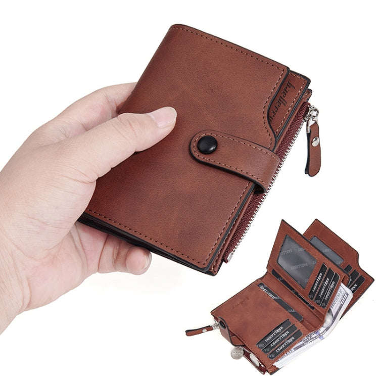 Baellerry D5113 RFID Anti-theft Tri-fold Zipper Short Wallet Coin Purse(Light Brown)