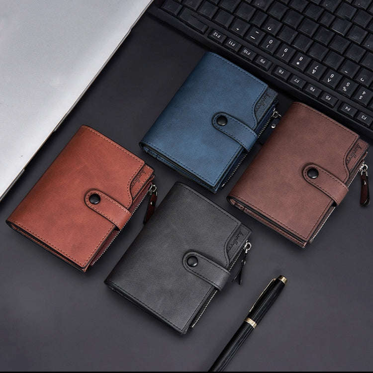 Baellerry D5113 RFID Anti-theft Tri-fold Zipper Short Wallet Coin Purse(Light Brown)
