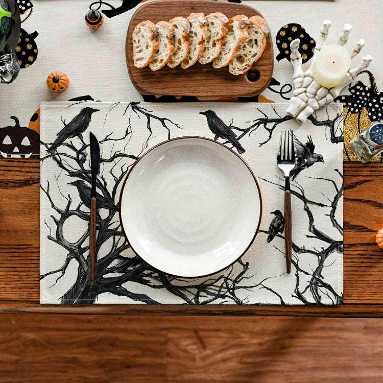 Halloween Black Crow Placemat Restaurant Decoration Insulation Pad(Crow)