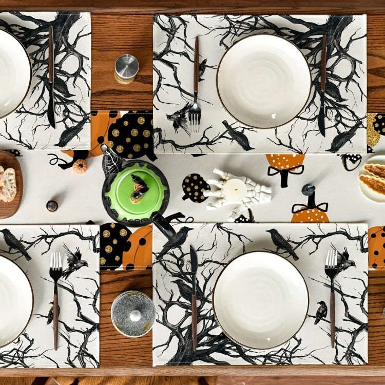 Halloween Black Crow Placemat Restaurant Decoration Insulation Pad(Crow)