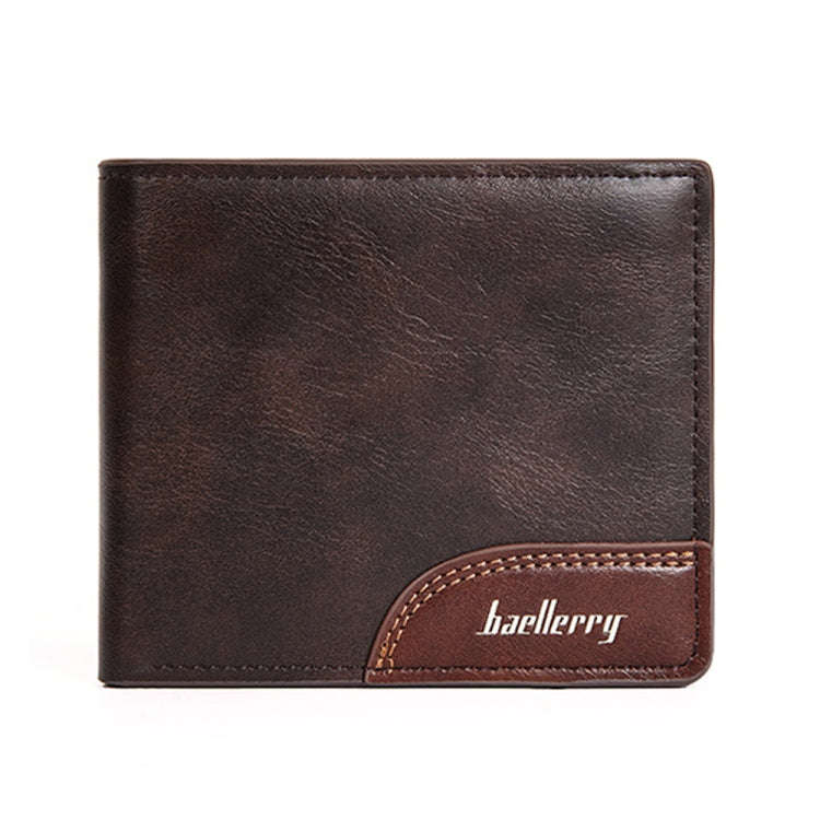 Baellerry D2405 Retro Two-fold Men Short Zipper Wallet Card Holder(Dark Brown)