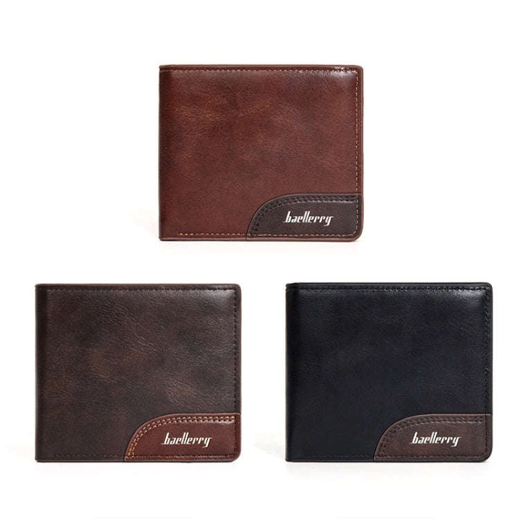 Baellerry D2405 Retro Two-fold Men Short Zipper Wallet Card Holder(Brown)