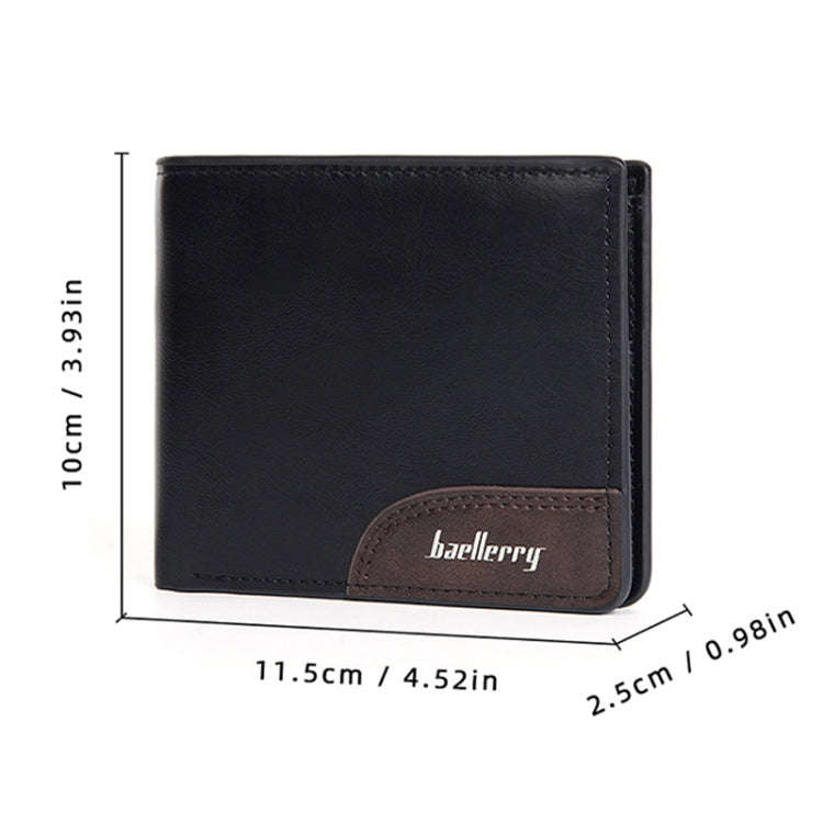 Baellerry D2405 Retro Two-fold Men Short Zipper Wallet Card Holder(Brown)