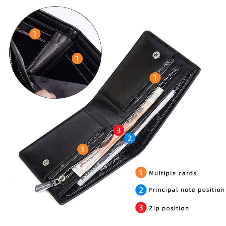 Baellerry D2405 Retro Two-fold Men Short Zipper Wallet Card Holder(Brown)