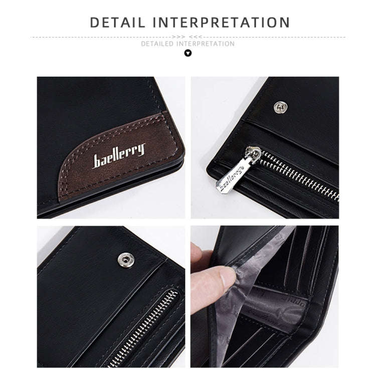 Baellerry D2405 Retro Two-fold Men Short Zipper Wallet Card Holder(Brown)
