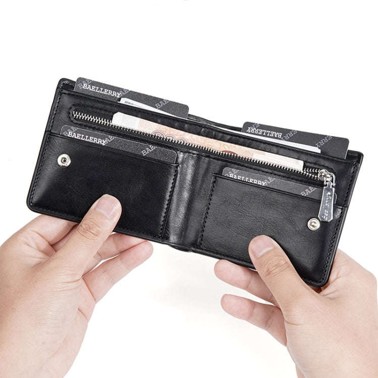 Baellerry D2405 Retro Two-fold Men Short Zipper Wallet Card Holder(Brown)
