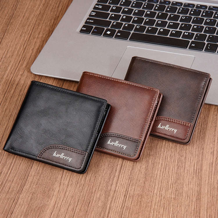 Baellerry D2405 Retro Two-fold Men Short Zipper Wallet Card Holder(Brown)