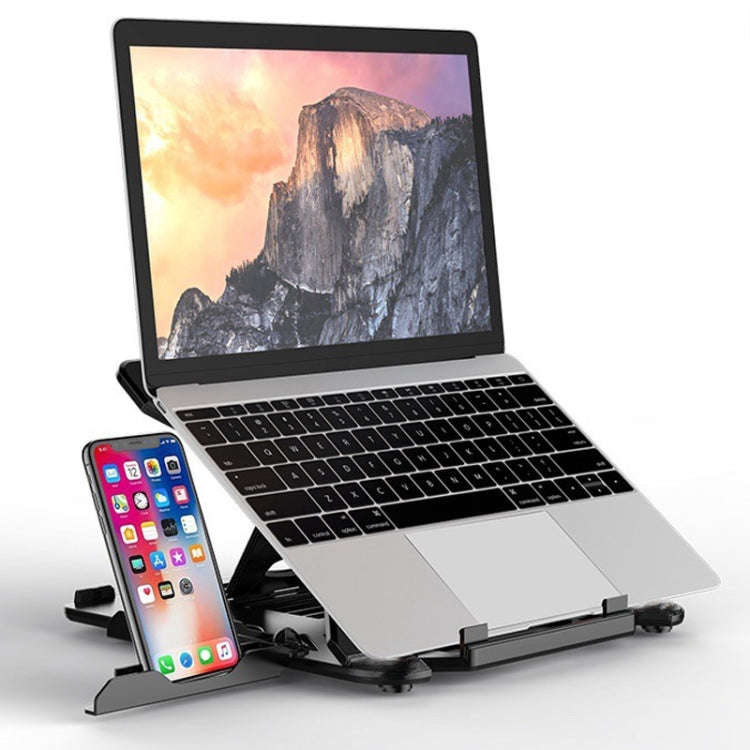 ICE COOREL E5 Laptop Folding And Lifting Cooling Bracket With Mobile Phone Holder White with Rota...