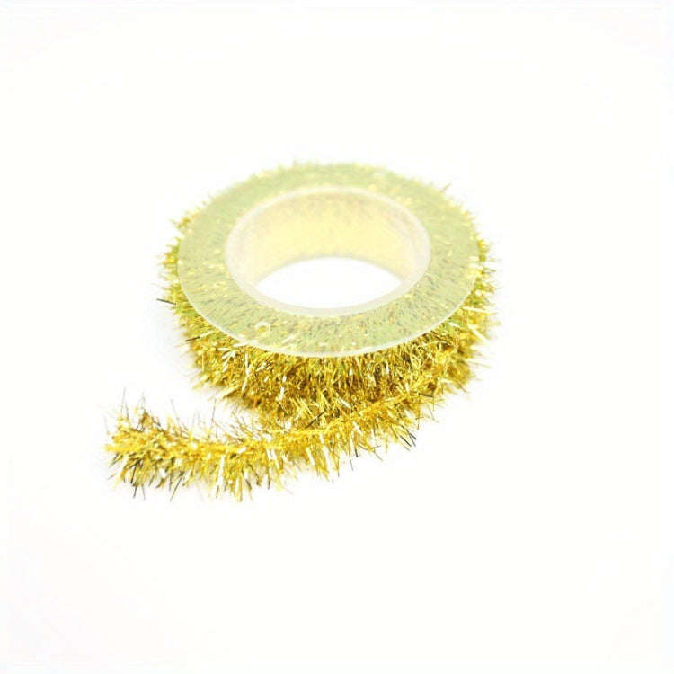 2.8m /Roll Christmas Glitter Striped Ribbon Bow DIY Decorative Ribbon Gift Packaging Ribbon(Gold)