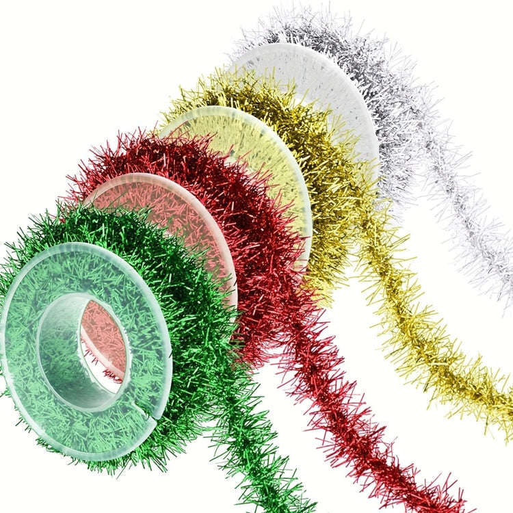 2.8m /Roll Christmas Glitter Striped Ribbon Bow DIY Decorative Ribbon Gift Packaging Ribbon(Red)
