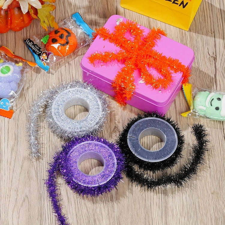 2.8m /Roll Christmas Glitter Striped Ribbon Bow DIY Decorative Ribbon Gift Packaging Ribbon(Silver)