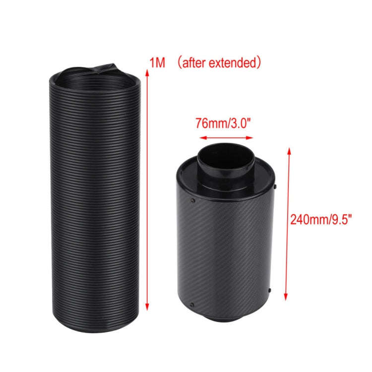 Carbon Fiber Air Intake Bellows Air Filter Kit Car Modification(Without Turbo Fan)
