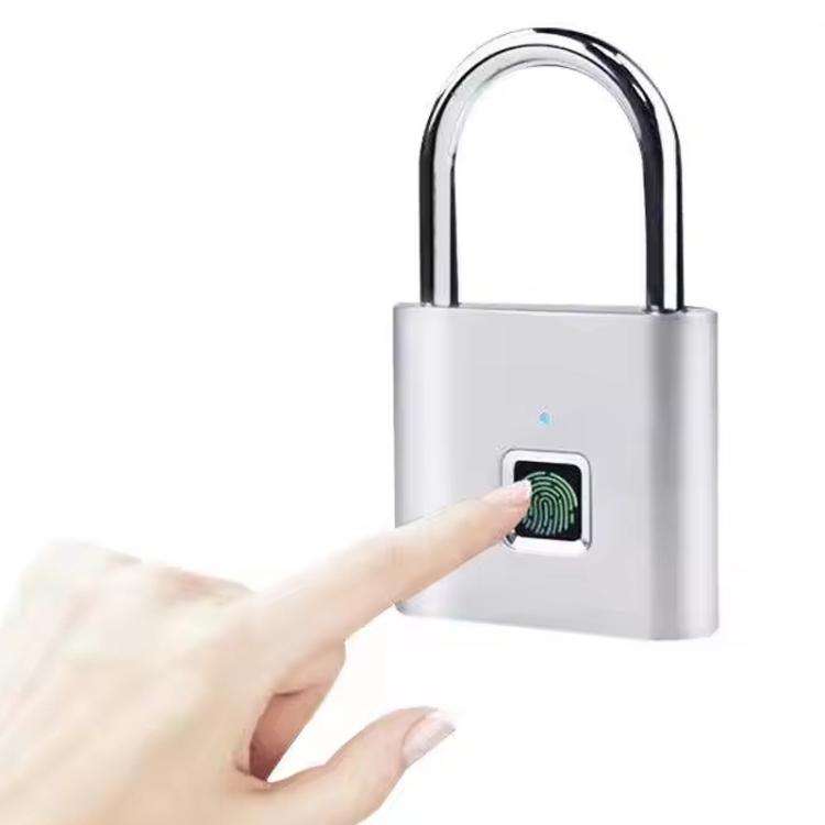 Smart Fingerprint Rechargeable Padlock Waterproof Morse Code Emergency Unlocking(Matte Silver)