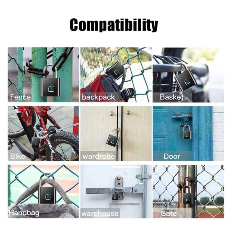 Smart Fingerprint Rechargeable Padlock Waterproof Morse Code Emergency Unlocking(Matte Black)