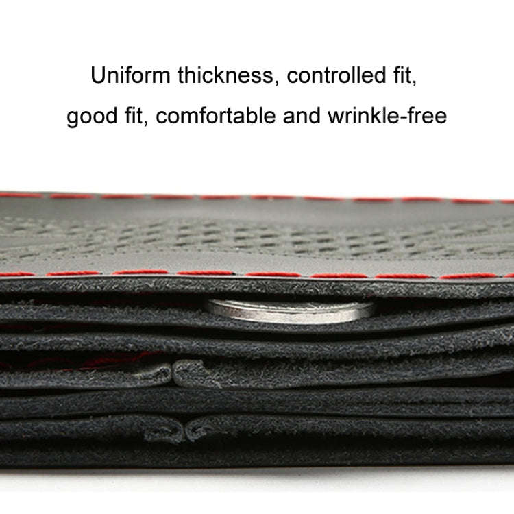 38cm Four-Season Embossed Hand-Sewn Cowhide Steering Wheel Cover(Black+Red Line)