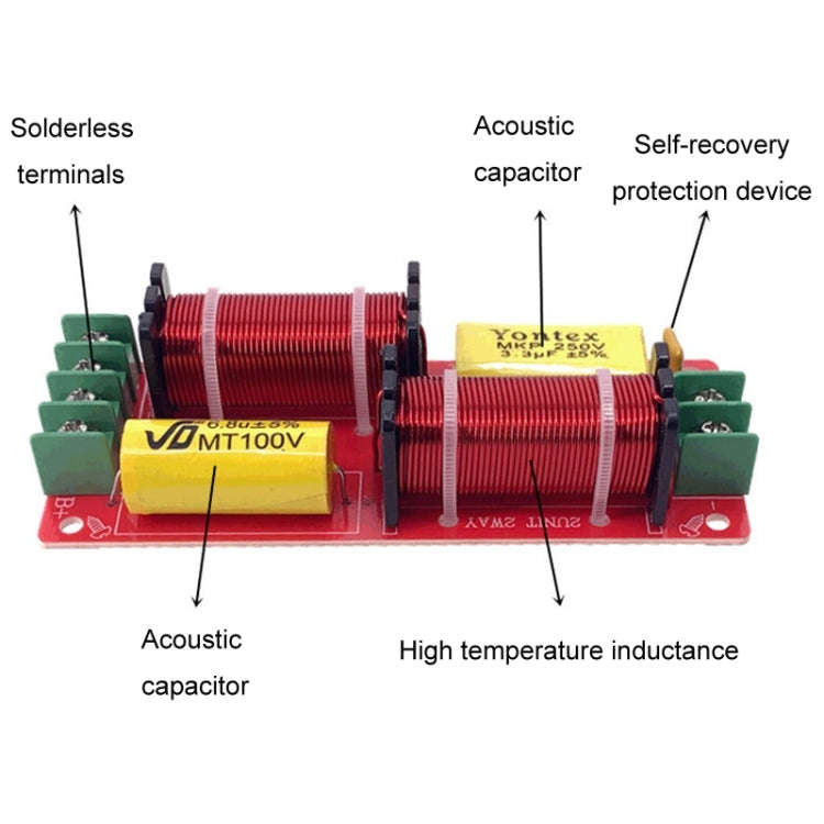 WEAH-2503 High and Low 2-way Speaker Crossover Hi-Fi Home Audio Solderless Divider(B Type Red Cap...